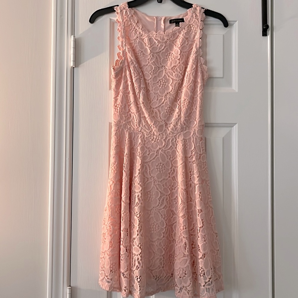 Lacy light pink dress, Jodi kristopher, Juniors size 1, cotillion or hoco dress